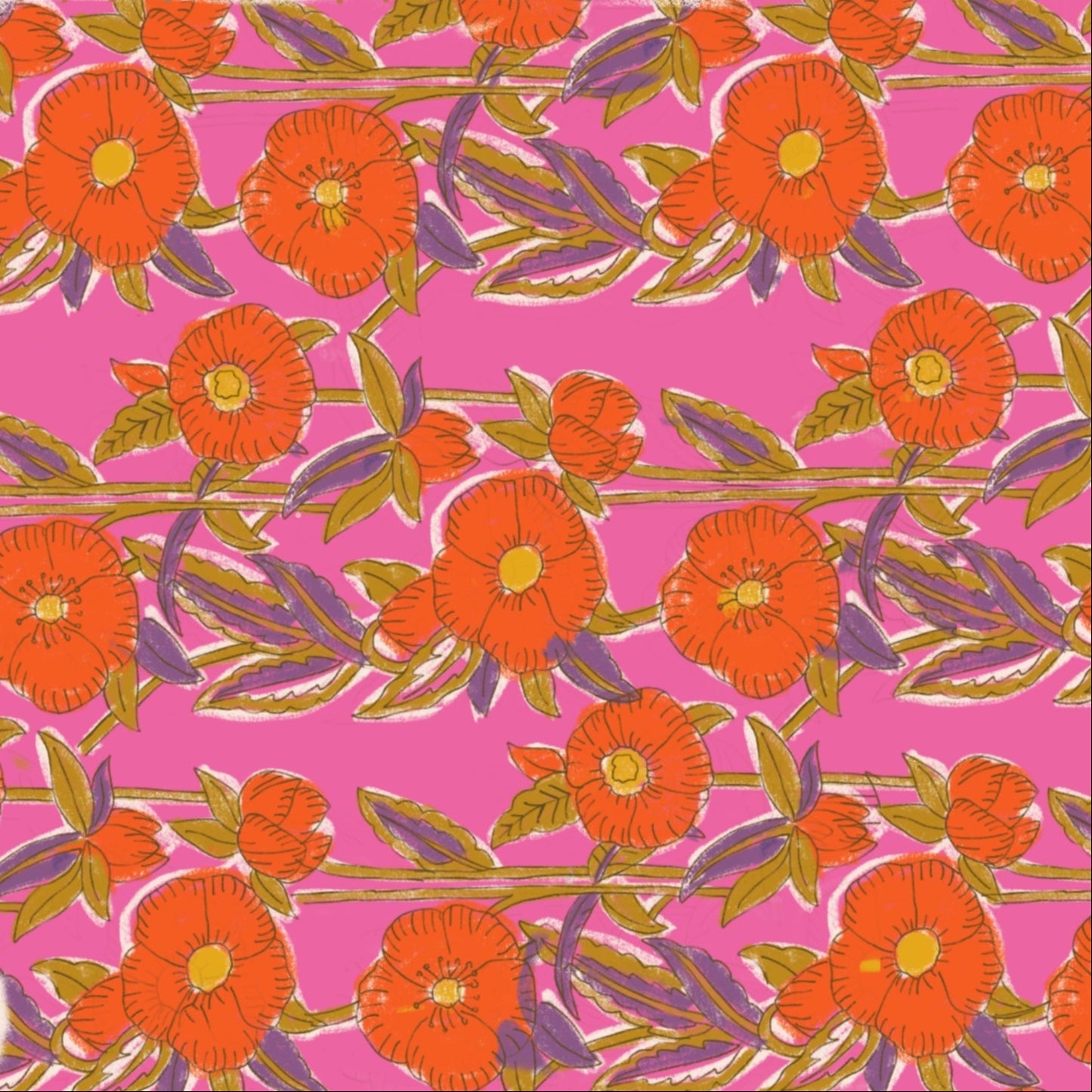 Grand foulard indien - Olympe rosa