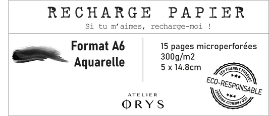 Recharge petit carnet - Papier aquarelle - Atelier ORYS