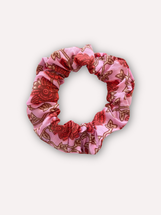 Chouchou Scrunchie motifs block print Rose