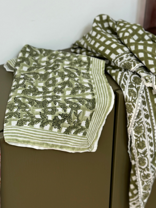 Petit foulard indien Vert sauge - Bertille