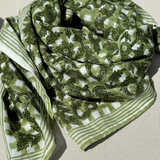 Grand foulard block print vert sauge - Bertille
