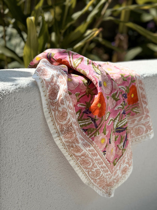 Petit foulard indien - Olympe rosa