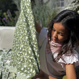 Grand foulard block print vert sauge - Bertille