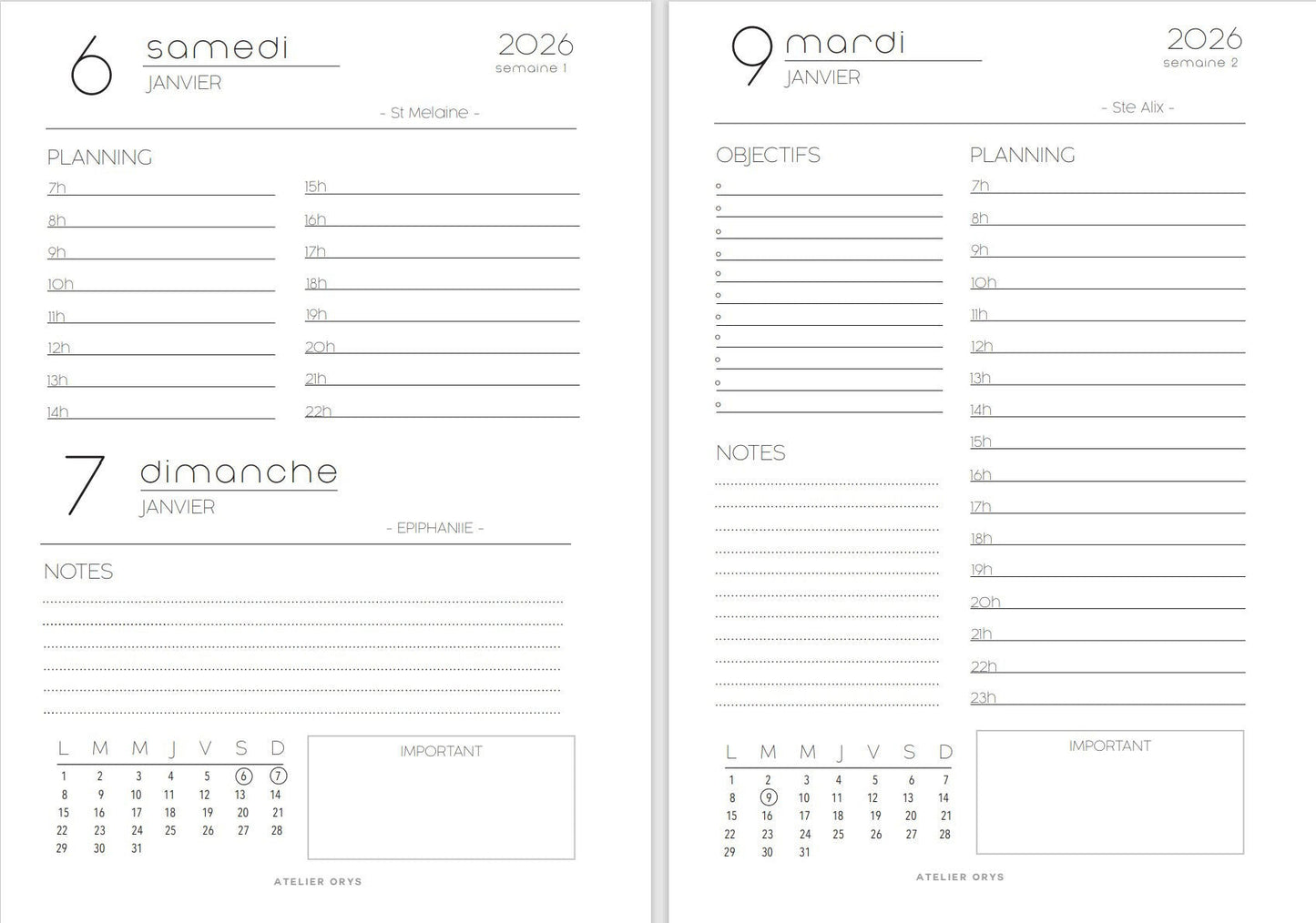 Hübscher Planer/Organizer für 2024 aus gemustertem Holz. Wiederaufladbarer und anpassbarer professioneller Organizer
