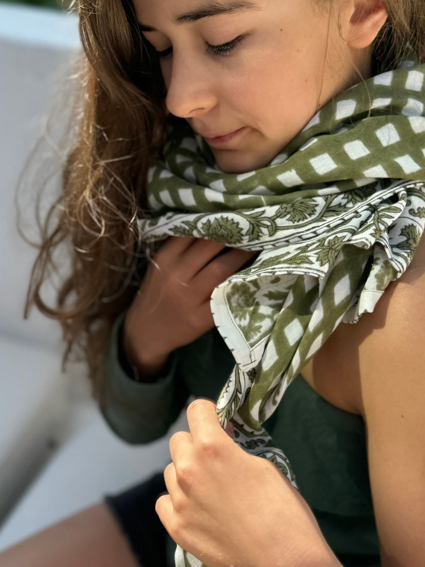 Grand foulard indien - Ysé Khaki