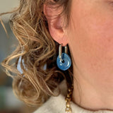 Créoles avec pampilles interchangeables en céramique bleu céladon