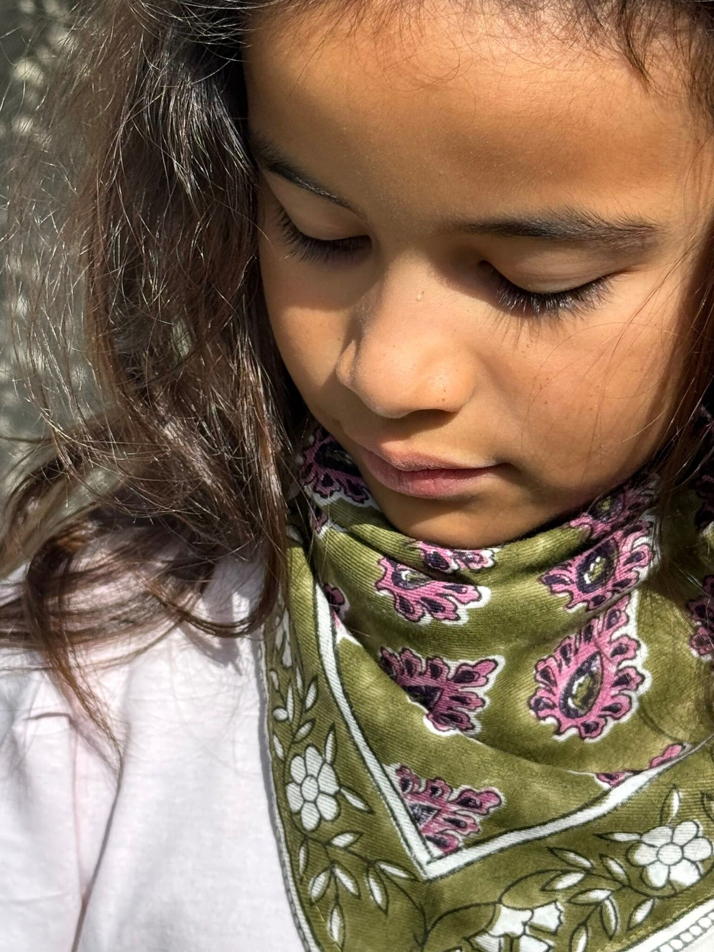 Petit foulard indien kaki pourpre - Carmen