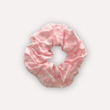 Chouchou Scrunchie en coton block print, couleur rose pale - Pinky bird