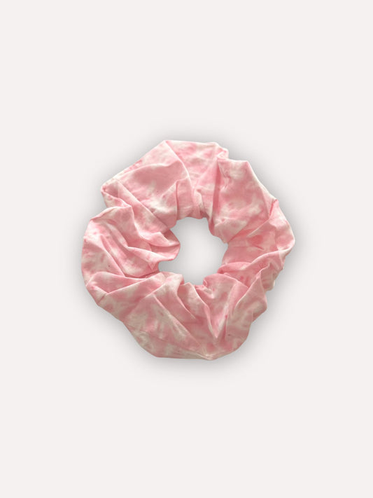 Chouchou Scrunchie en coton block print, couleur rose pale - Pinky bird