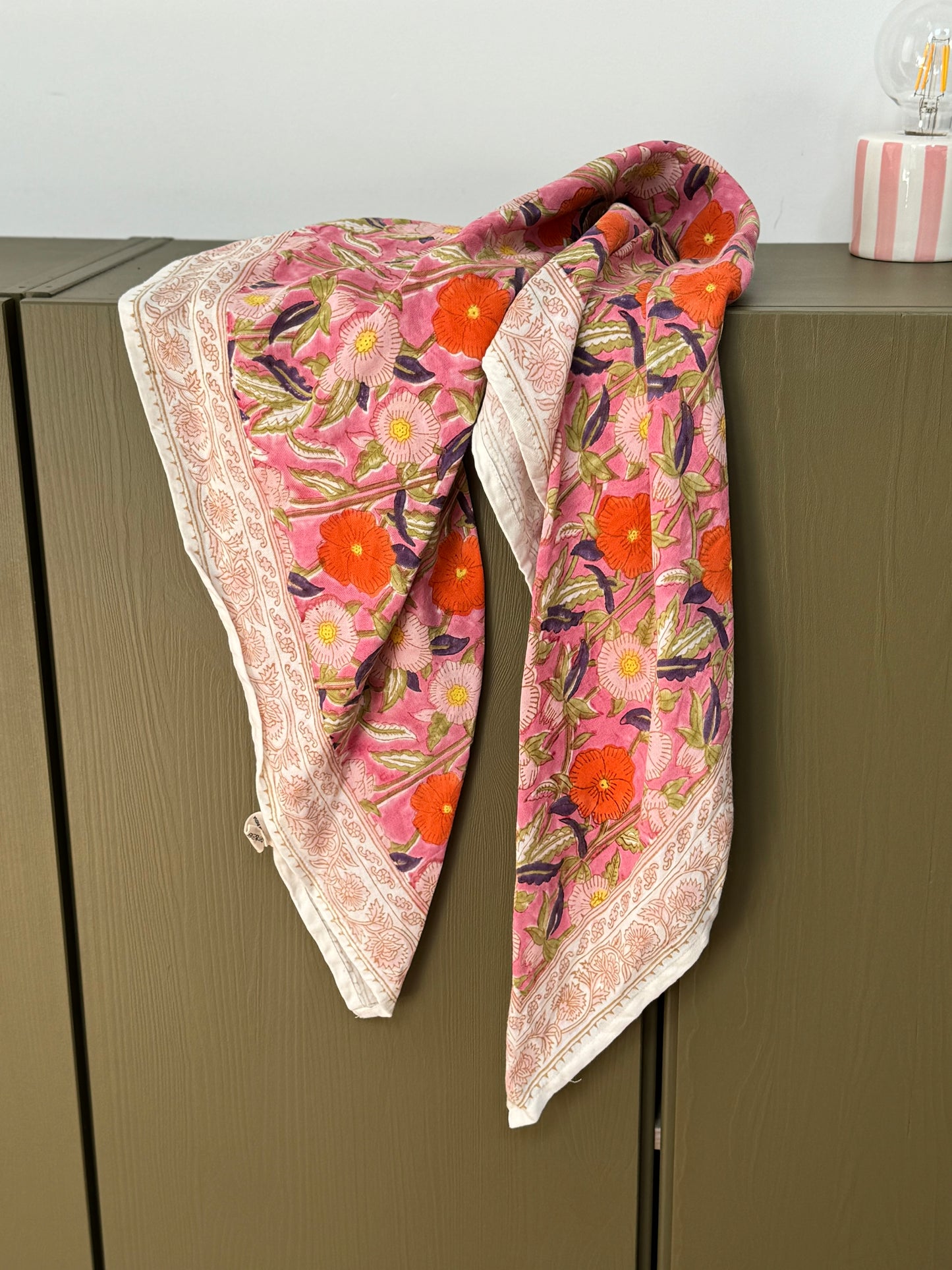 Grand foulard indien - Olympe rosa