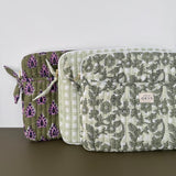 Pochette matelassée pour ordinateur motif vichy - Ysé menthe