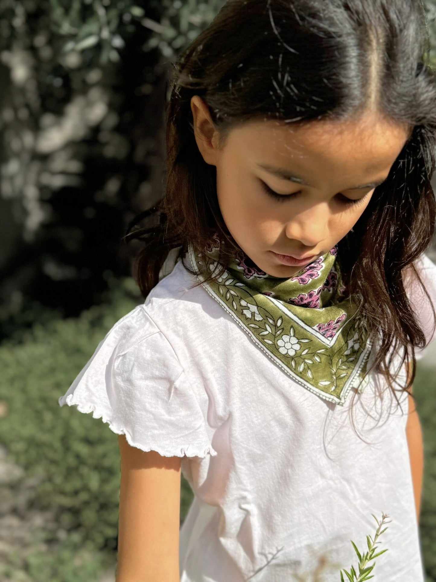 Petit foulard indien kaki pourpre - Carmen