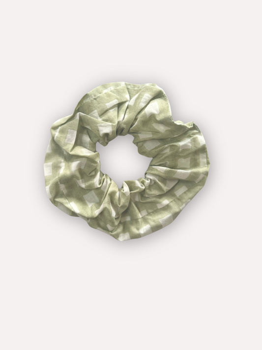 Chouchou Scrunchie en coton vichy vert menthe - Bertille