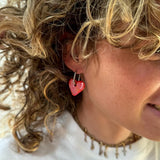 Créoles en céramique coeur rouge, perles interchangeables