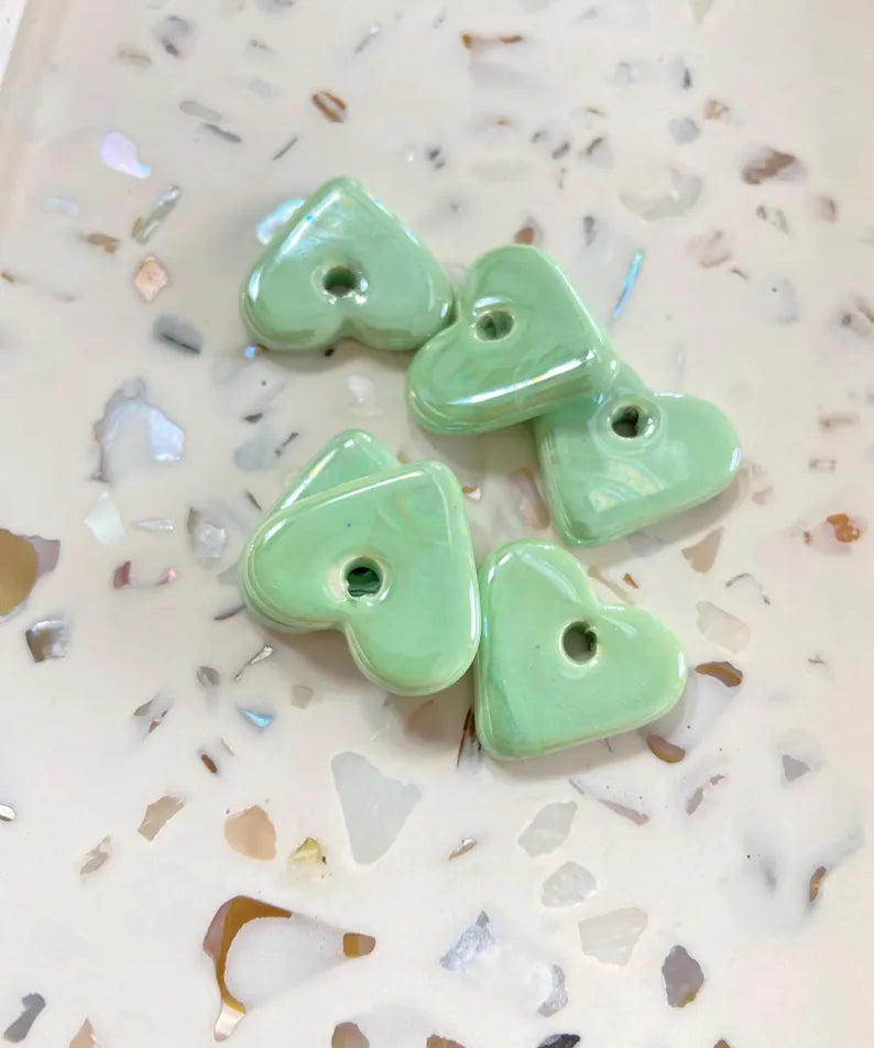 Perles en céramique pour créoles interchangeables, coloris bleu vert