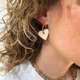 Boucles d’oreilles perles en céramique coeur blanc interchangeables