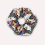 Chouchou scrunchie à motifs fleurs - Olympe bleu encre