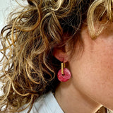 Créoles perles en céramique interchangeables, rose fushia