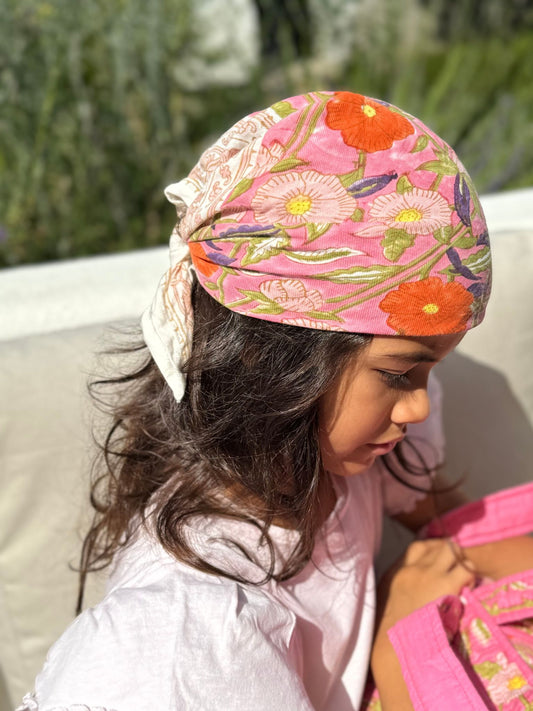Petit foulard indien - Olympe rosa