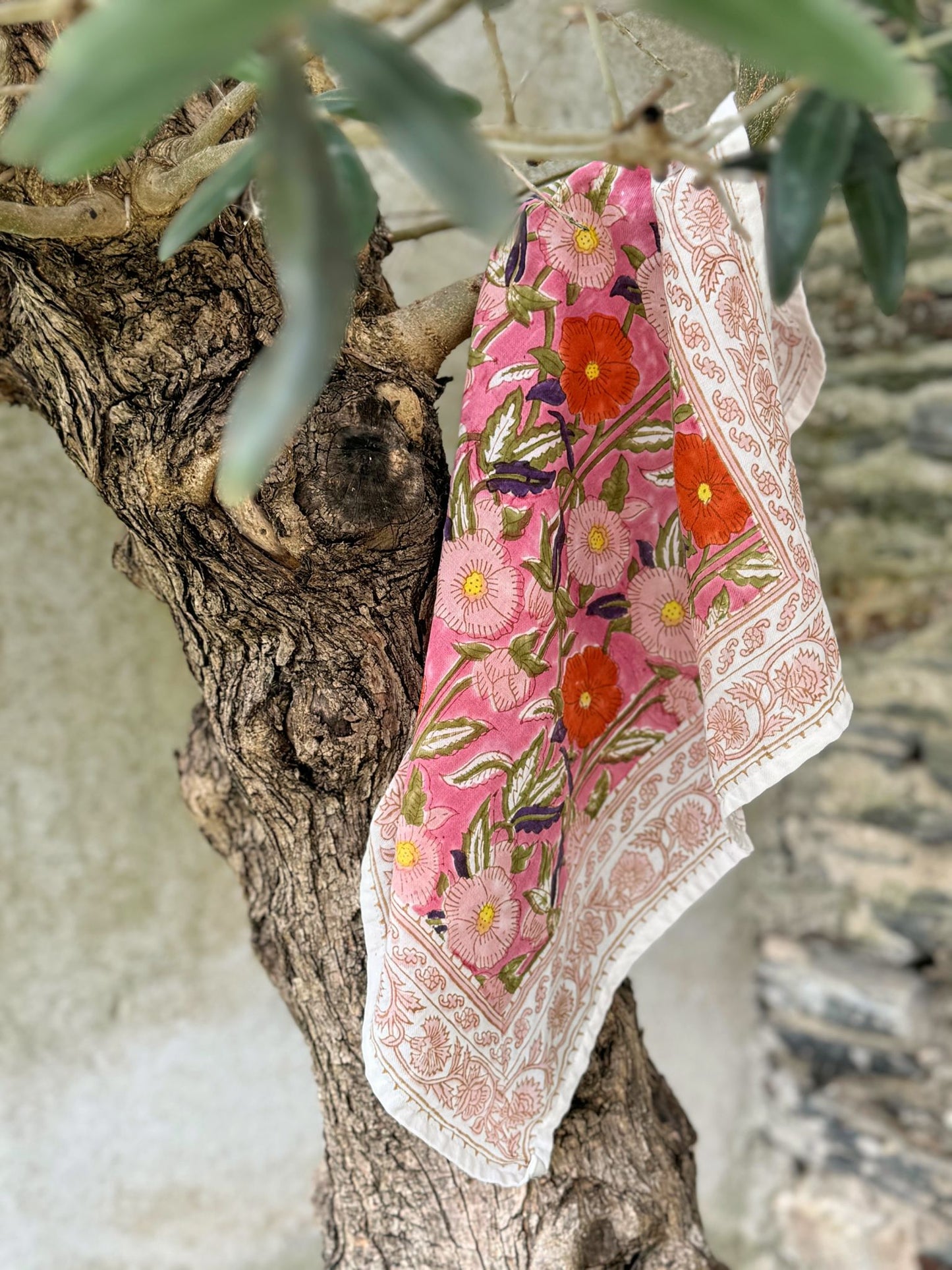 Petit foulard indien - Olympe rosa