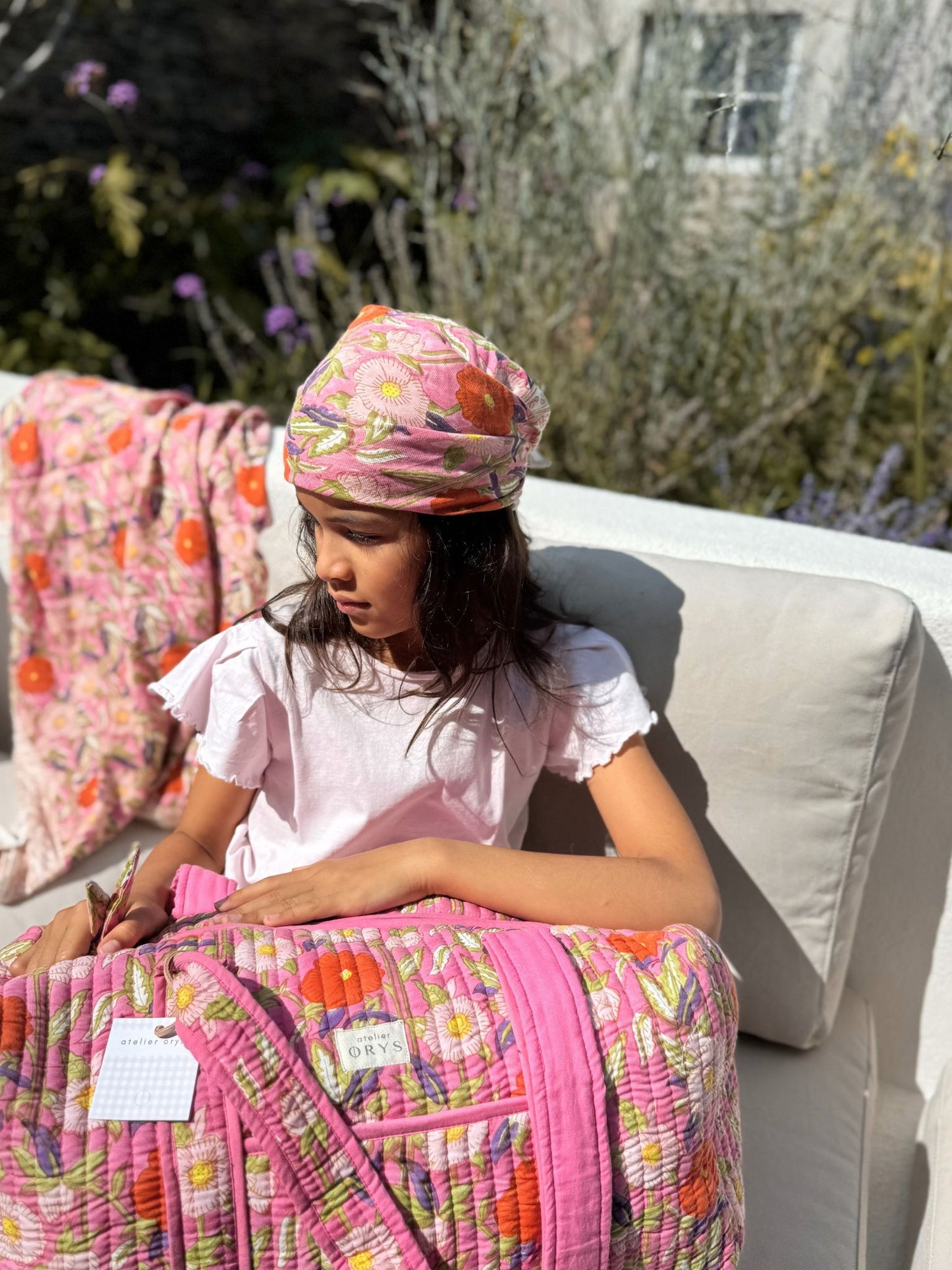 Petit foulard indien - Olympe rosa