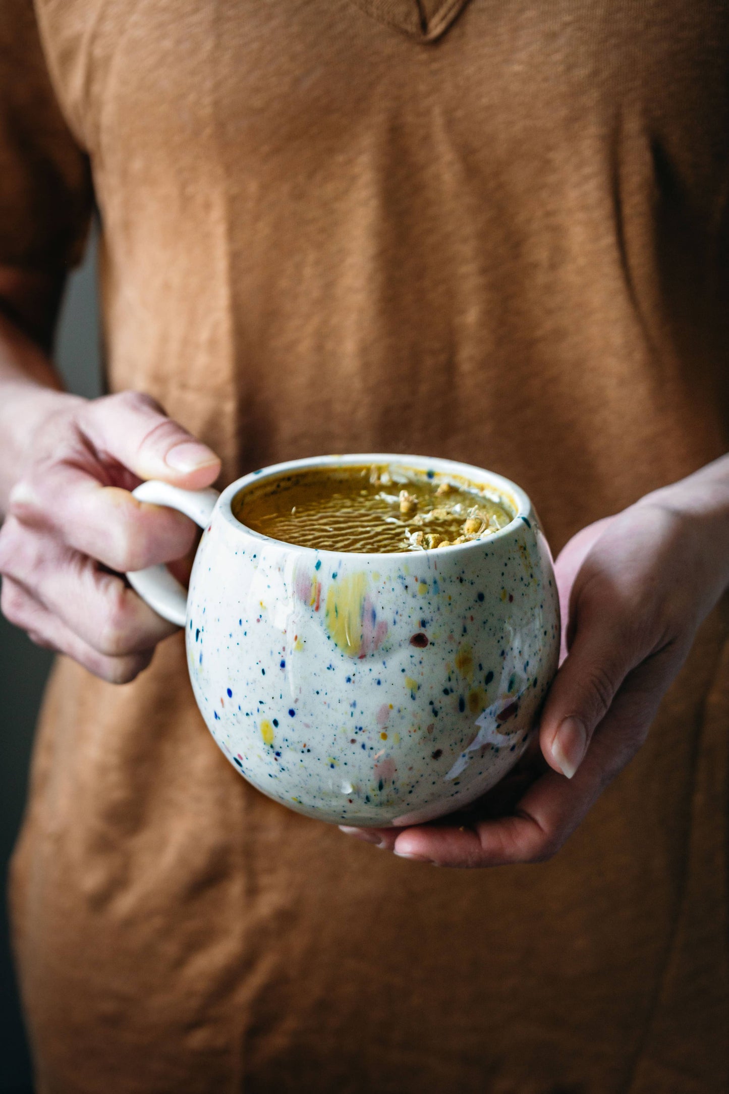 Mug Blanc en grès, arc-en ciel