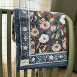Grand foulard block print - Olympe Bleu encre