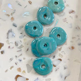 Perles en céramique pour créoles interchangeables, coloris bleu vert