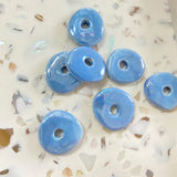Perles en céramique pour créoles interchangeables, coloris bleu vert