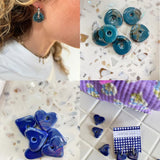 Perles en céramique pour créoles interchangeables, coloris bleu vert