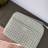 Pochette matelassée pour ordinateur motif vichy - Ysé menthe