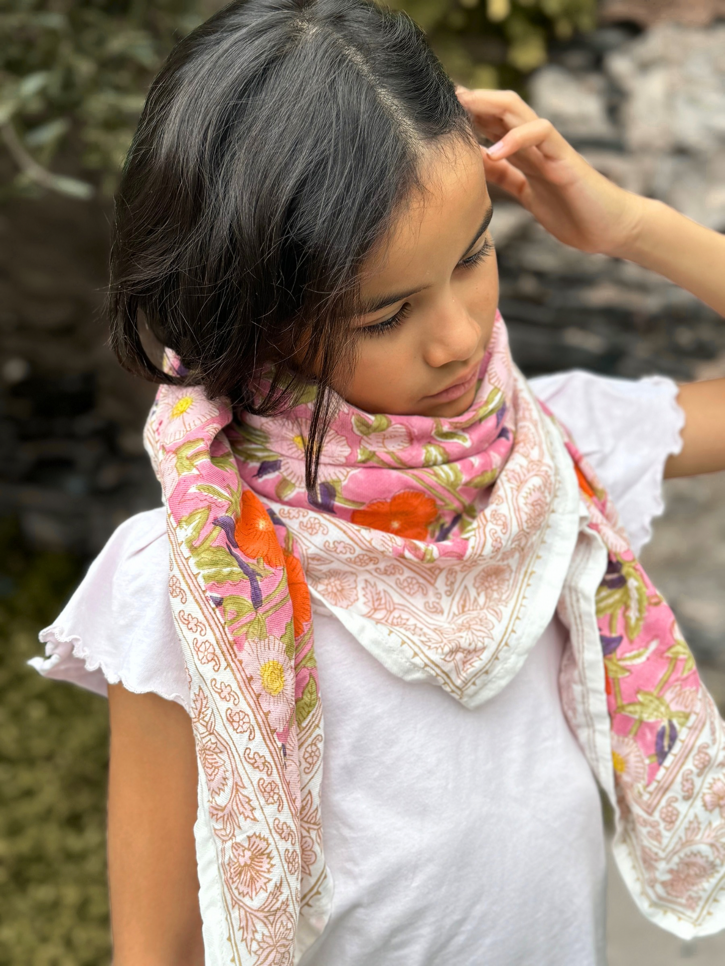 Grand foulard indien - Olympe rosa