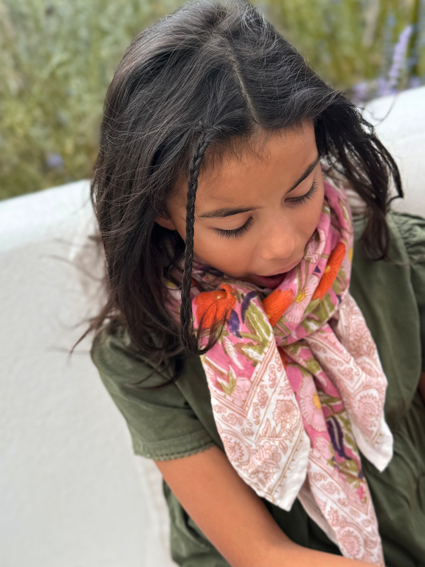 Grand foulard indien - Olympe rosa