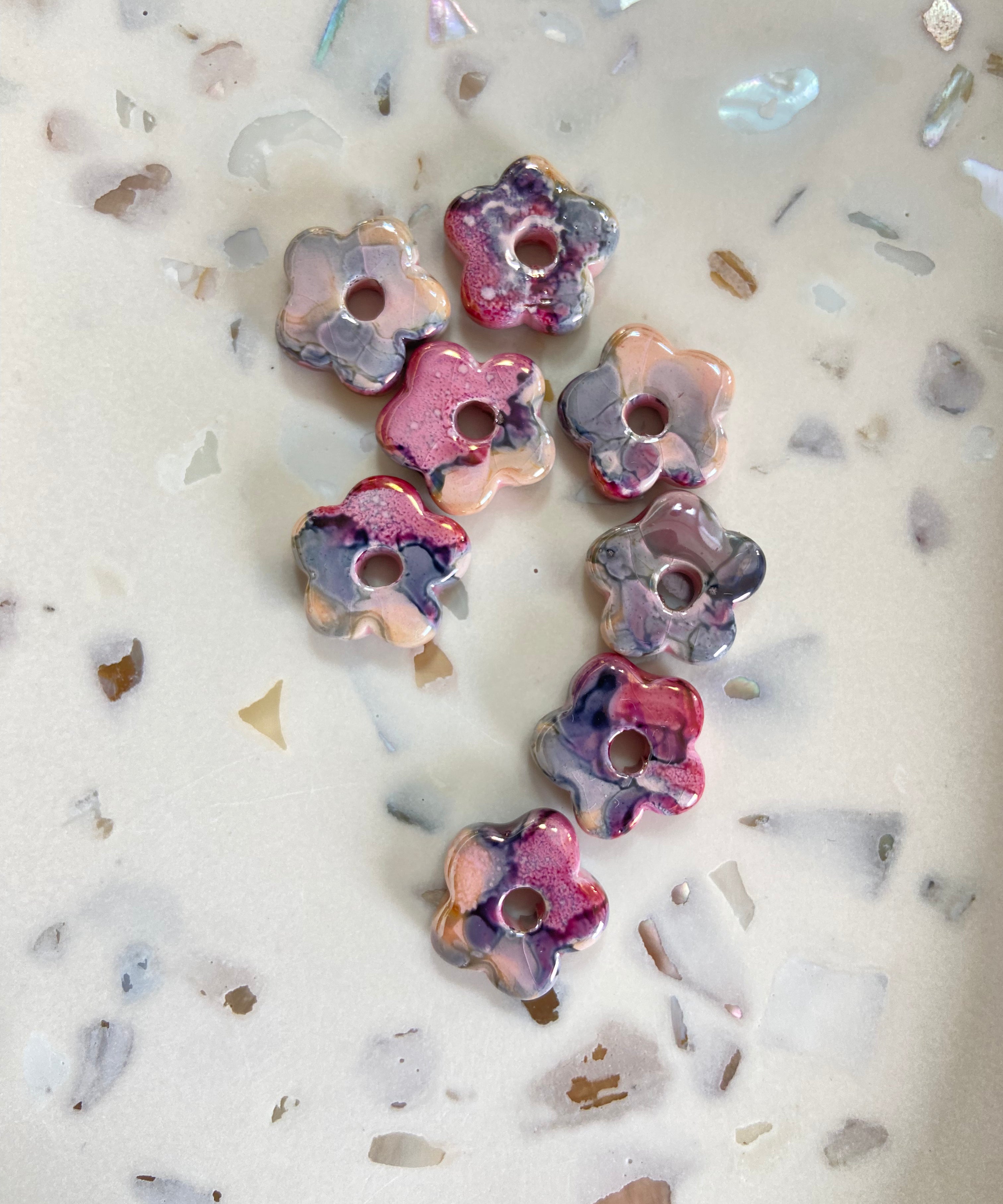 Pampilles en céramique pour créoles interchangeables, coloris rose orangé