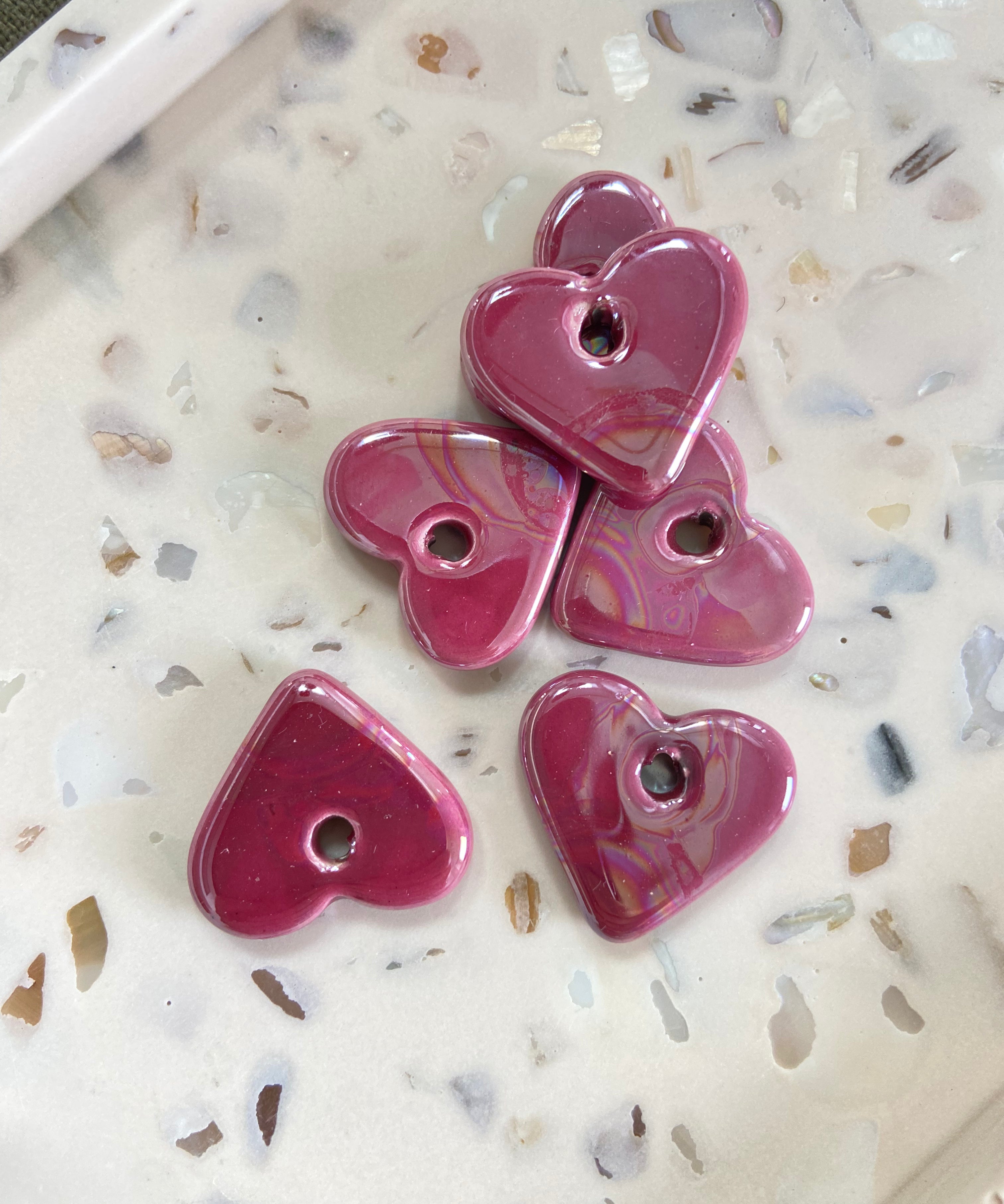 Pampilles en céramique pour créoles interchangeables, coloris rose orangé
