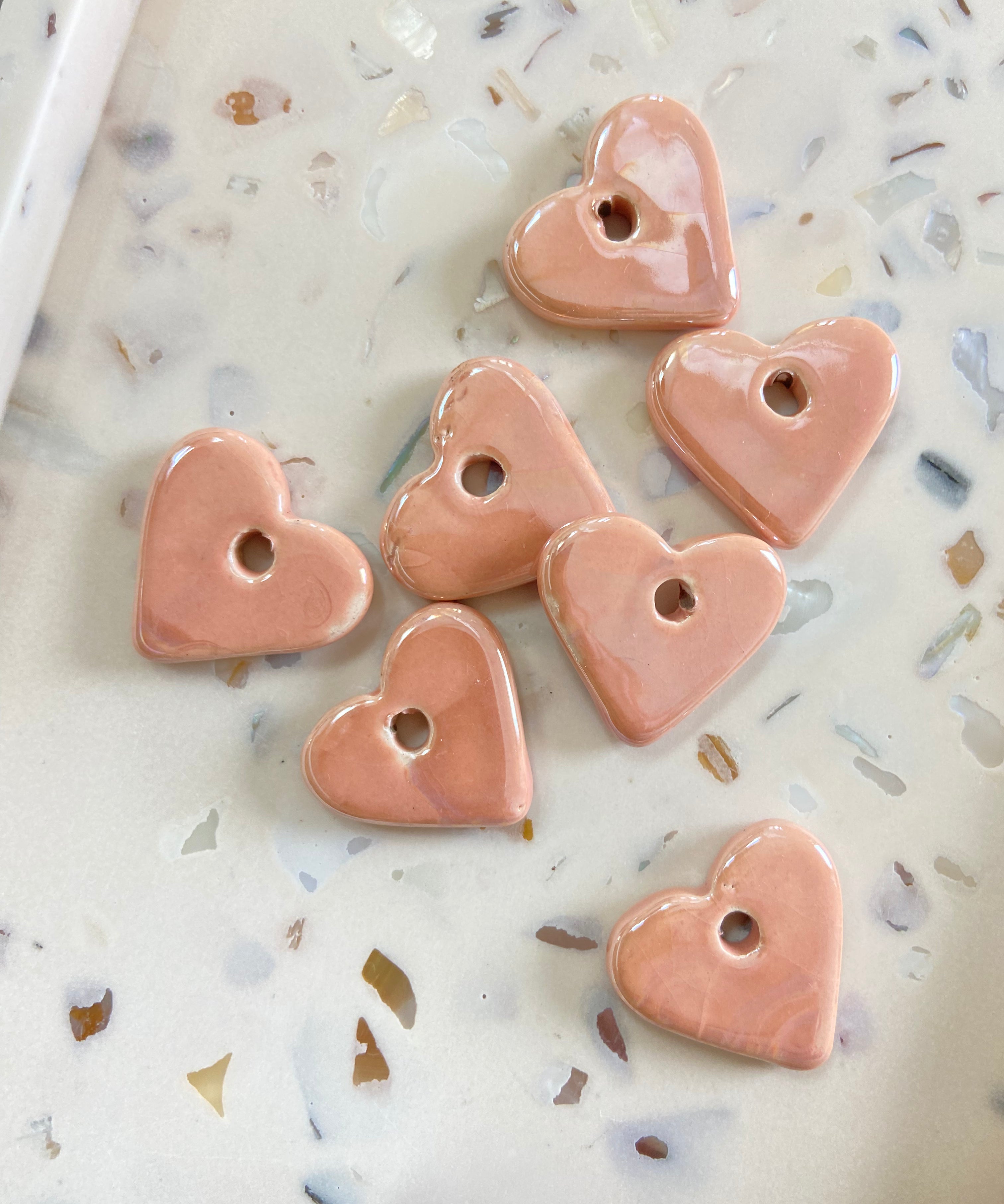Pampilles en céramique pour créoles interchangeables, coloris rose orangé
