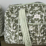 Sac week-end tissu fleuri vert sauge - Bertille