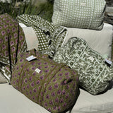 Sac week-end tissu fleuri vert sauge - Bertille