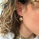 Boucles d'oreilles pampilles fleurs beige, perles interchangeables
