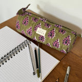 Trousse à crayons matelassée en tissu indien - Carmen