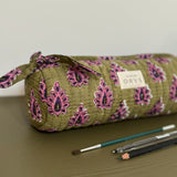 Trousse à crayons matelassée en tissu indien - Carmen