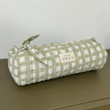 Trousse à crayons matelassée motif vichy - Ysé vert menthe