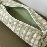 Trousse à crayons matelassée motif vichy - Ysé vert menthe