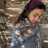 Grand foulard block print - Olympe Bleu encre