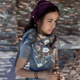 Grand foulard block print - Olympe Bleu encre