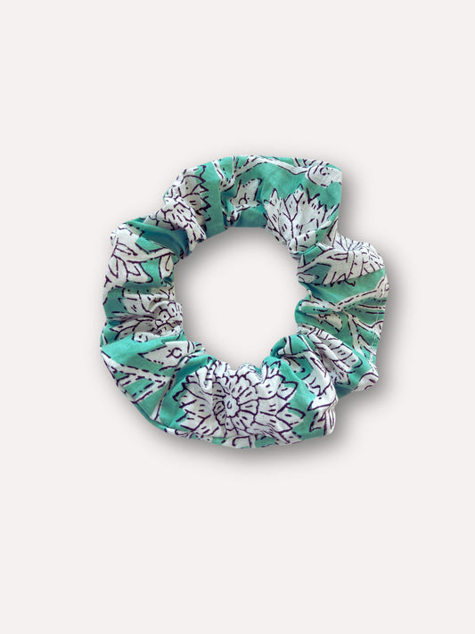 Chouchou Scrunchie motifs block print Menthe - Atelier ORYS