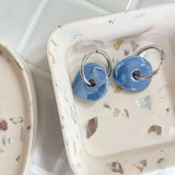 Créoles en céramique, donuts interchangeables Bleu - Atelier ORYS