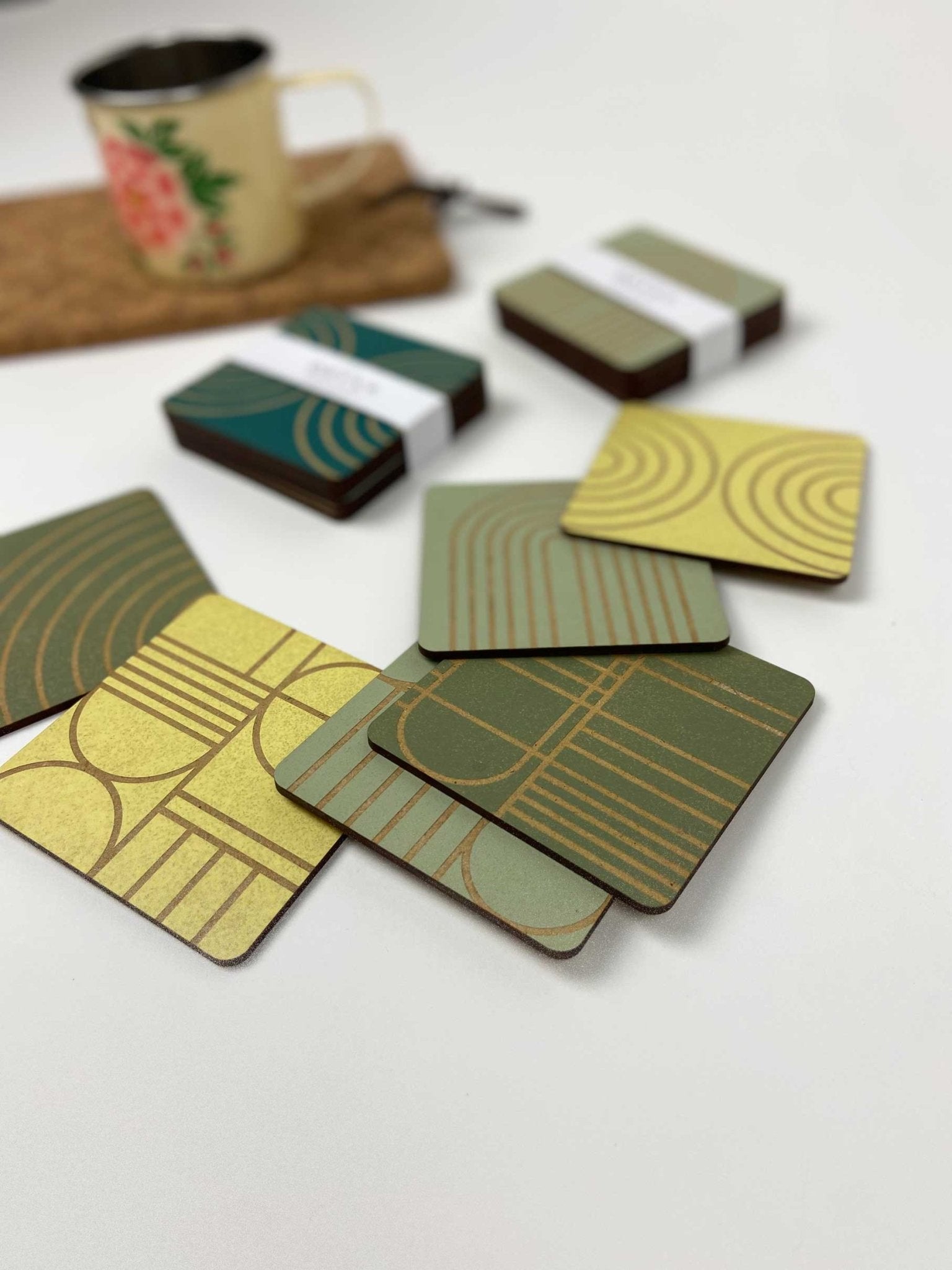 Lot de 6 Sous-verres en bois à motifs géométriques Design - Atelier ORYS