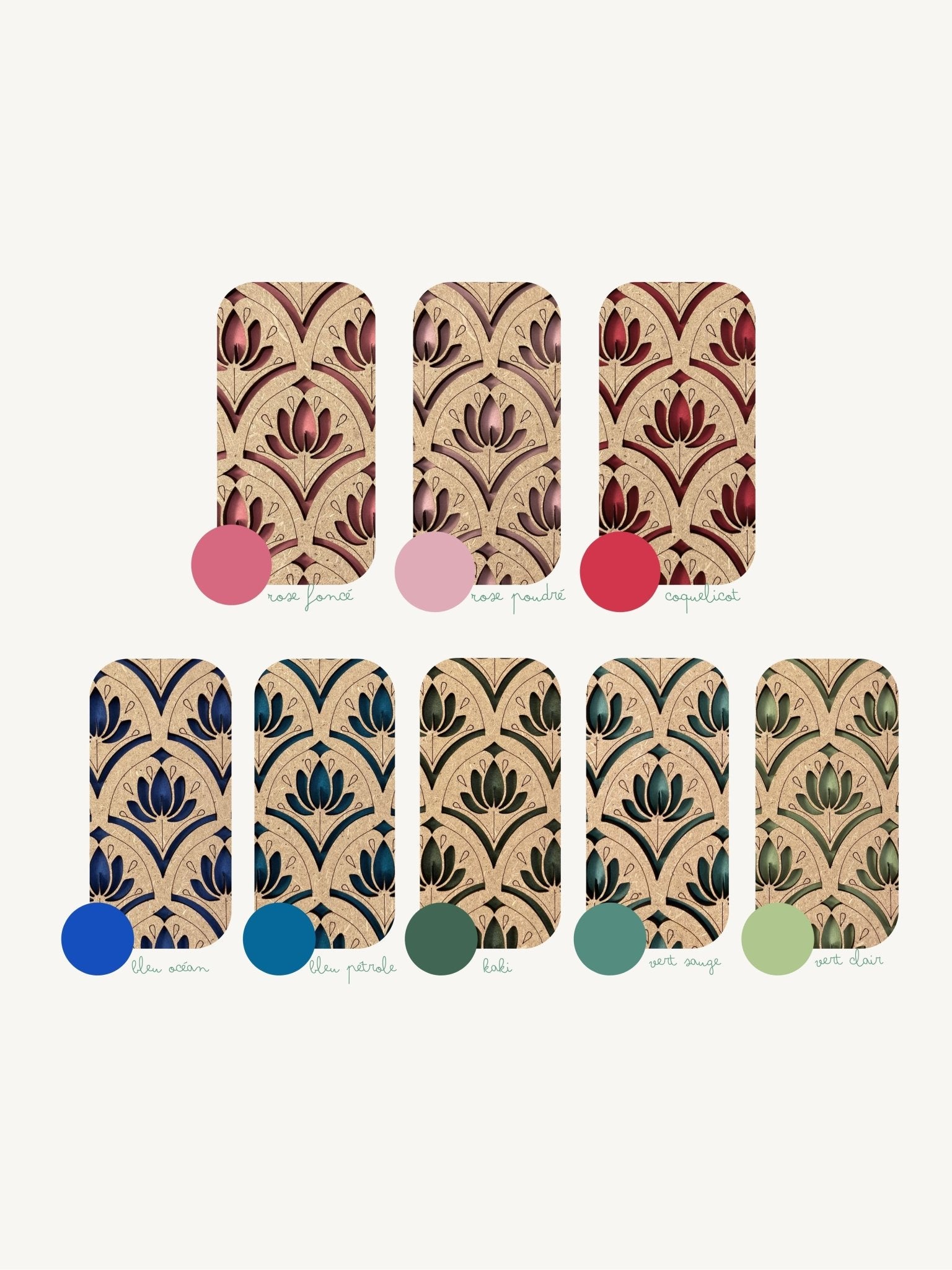Moyen carnet en bois motif Lotus - Atelier ORYS