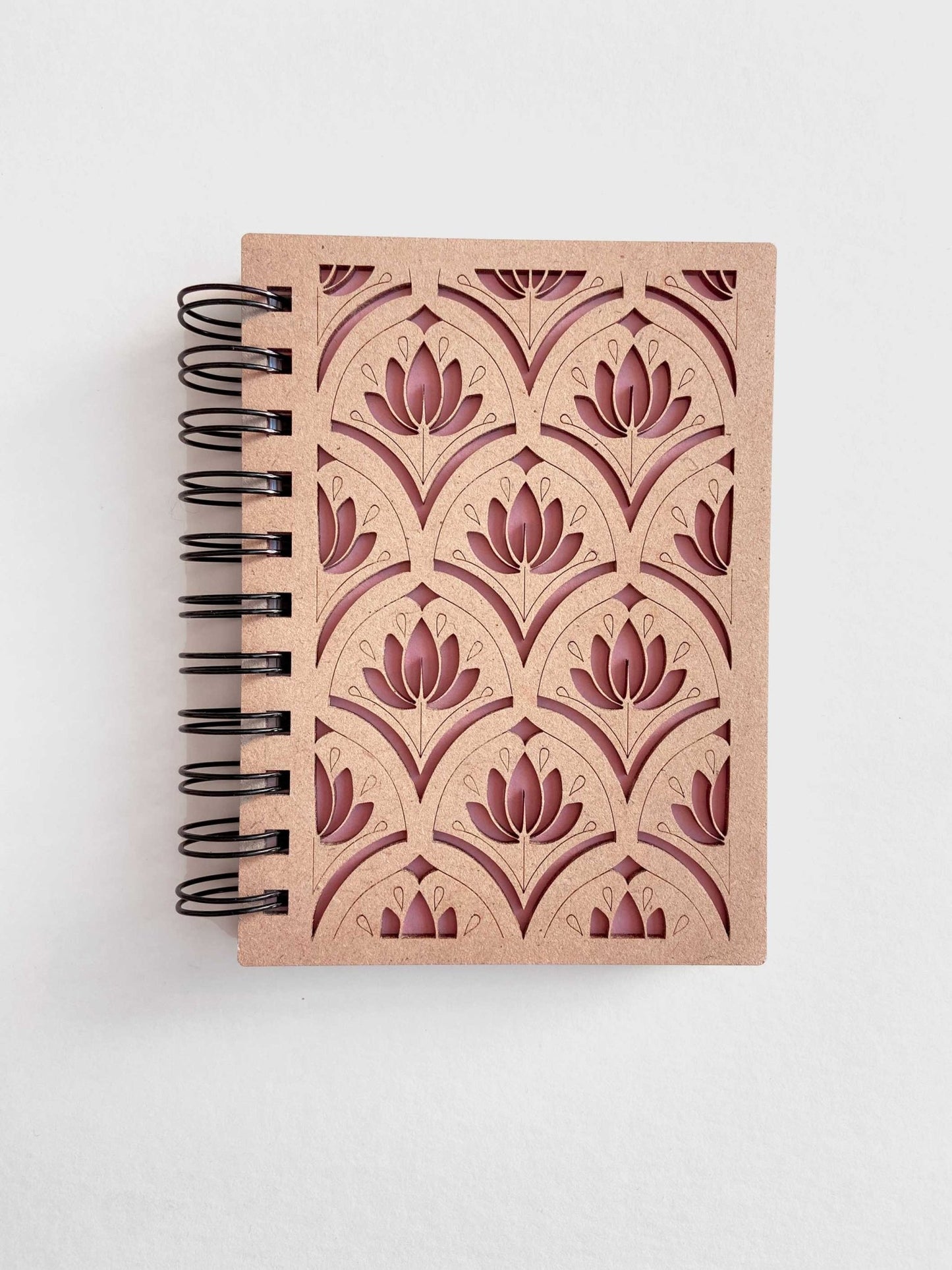 Petit carnet en bois motif Lotus - Atelier ORYS